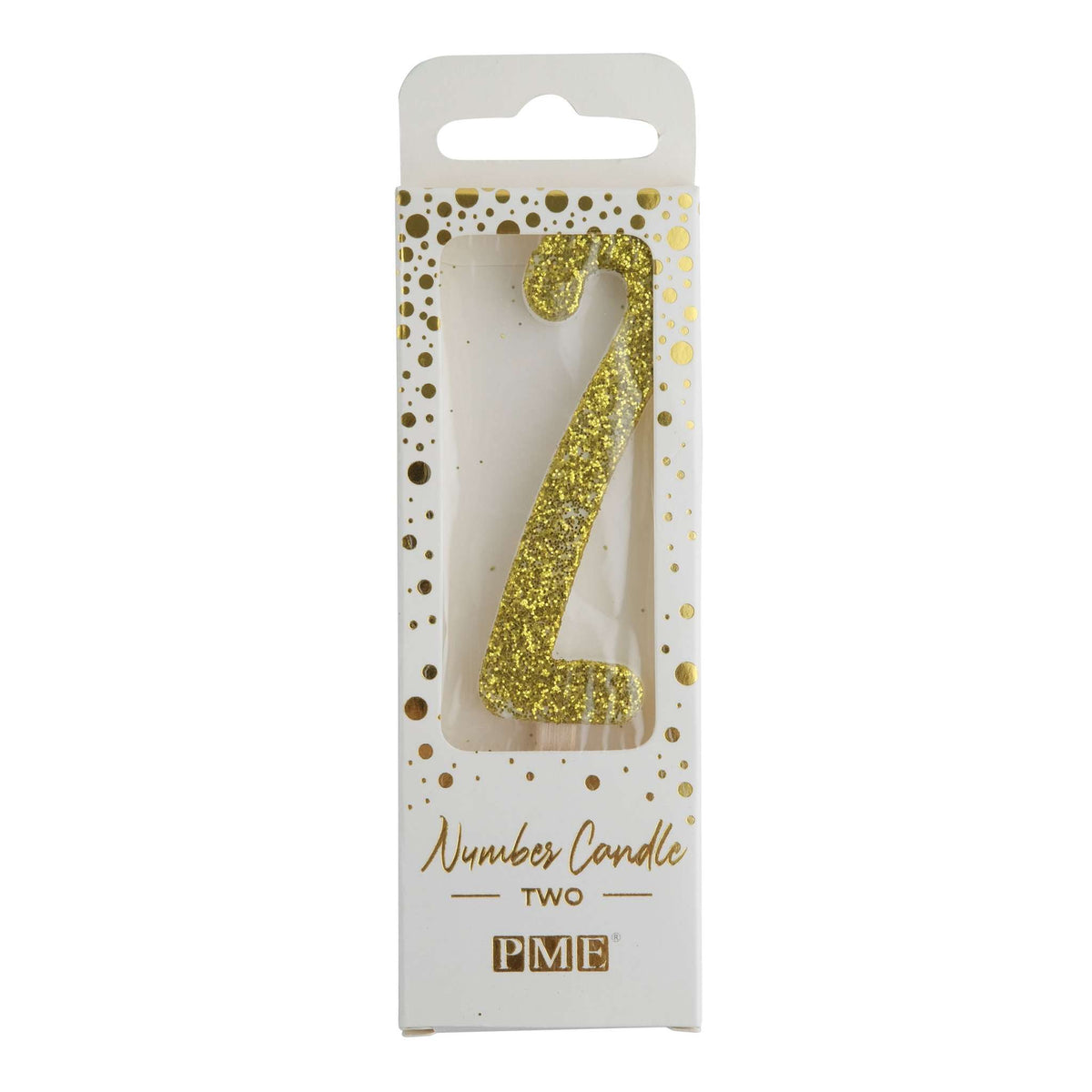 Gold Glitter Number Two Candle