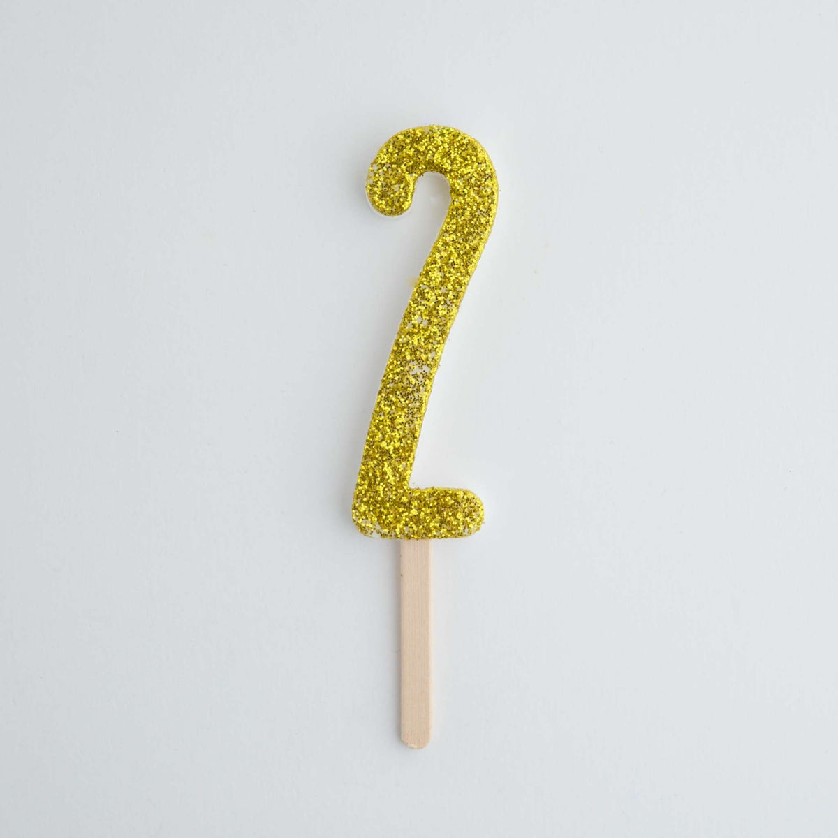 Gold Glitter Number Two Candle