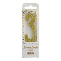 Goldene Glitter-Zahl-Kerze 3