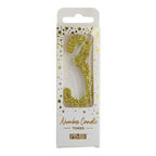Goldene Glitter-Zahl-Kerze 3
