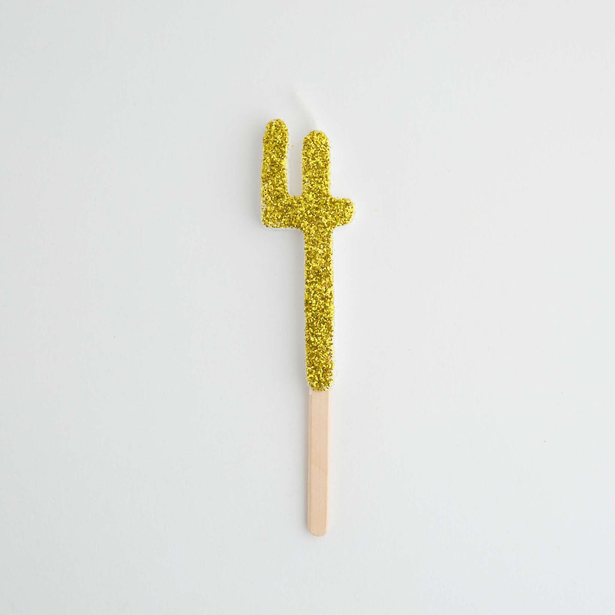 Gold Glitter Number Four Candle