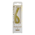 Goldene Glitter-Zahl-Kerze 6