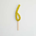Goldene Glitter-Zahl-Kerze 6