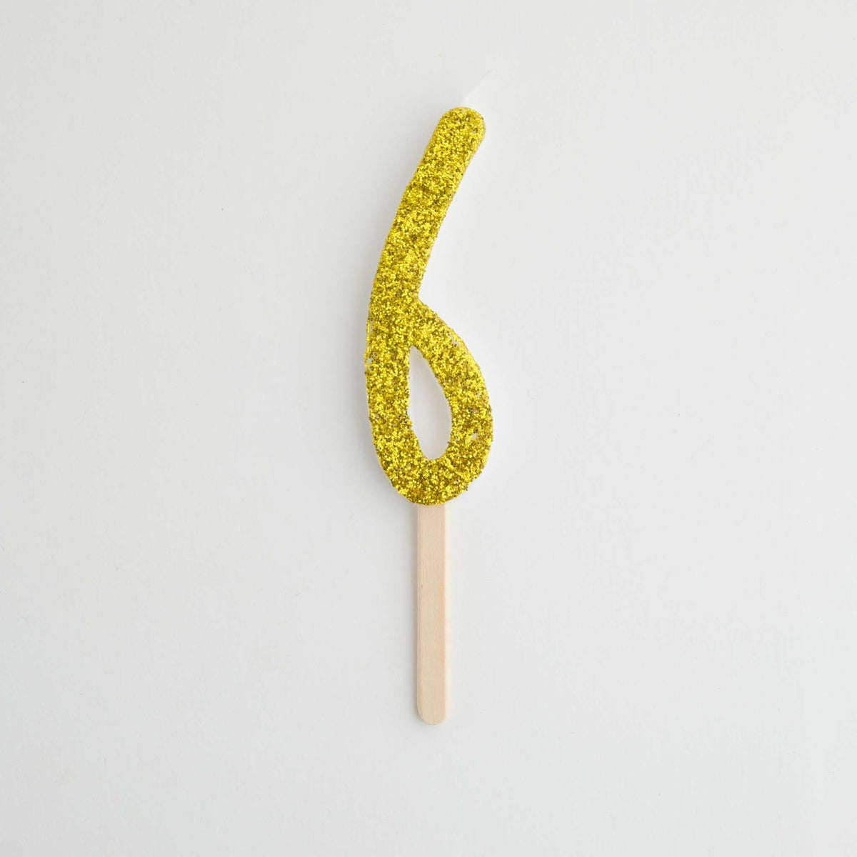 Gold Glitter Number Six Candle