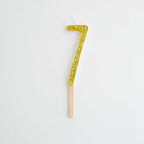 Gold Glitter Number Seven Candle