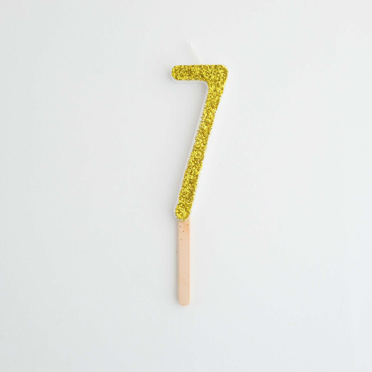 Gold Glitter Number Seven Candle