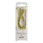 Gold Glitter Number Eight Candle