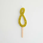 Gold Glitter Number Eight Candle