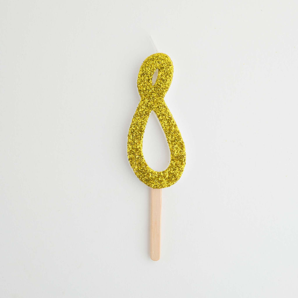 Gold Glitter Number Eight Candle