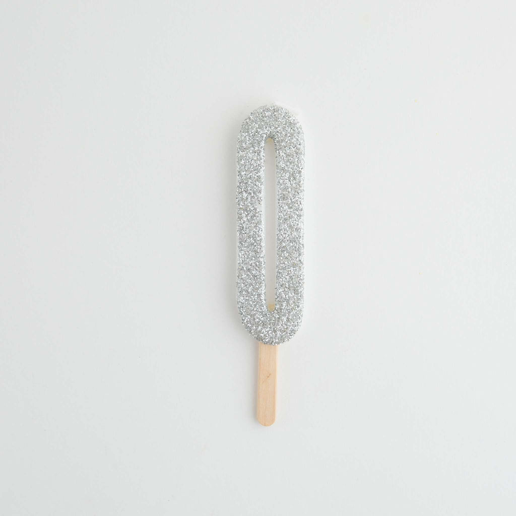 Zilveren Glitter Nummer Kaars 0