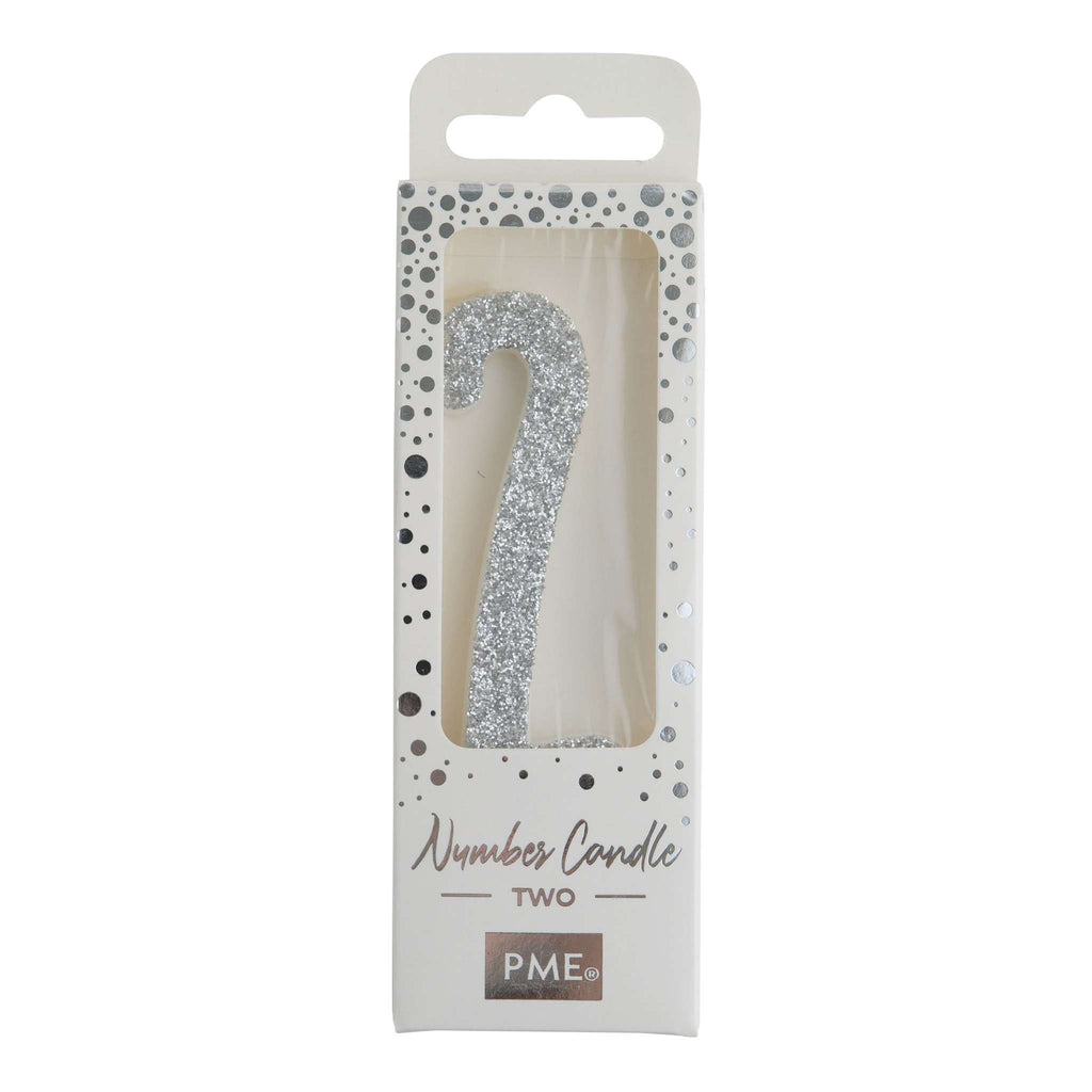 Zilveren Glitter Nummer Kaars 2