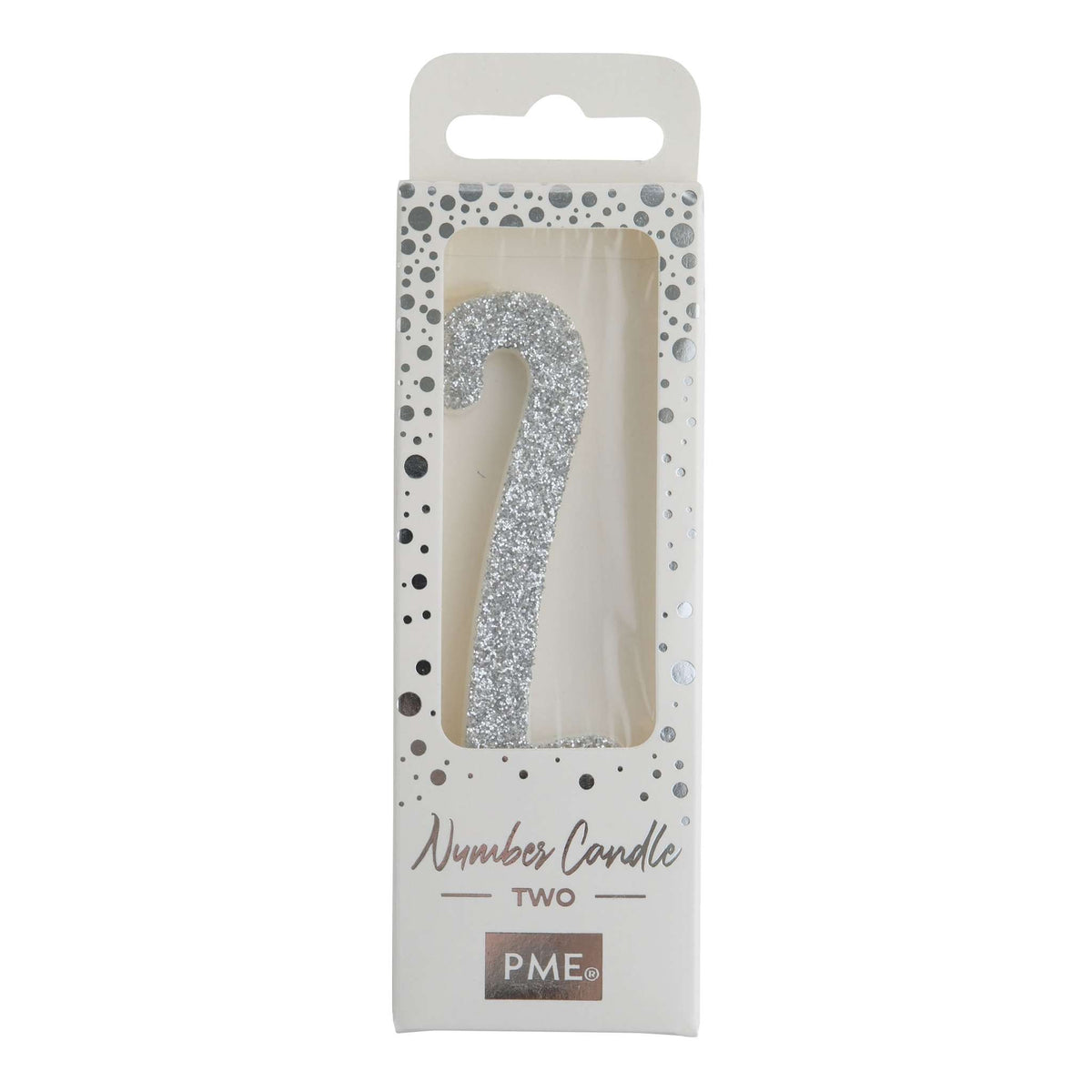 Silver Glitter Number Two Candle