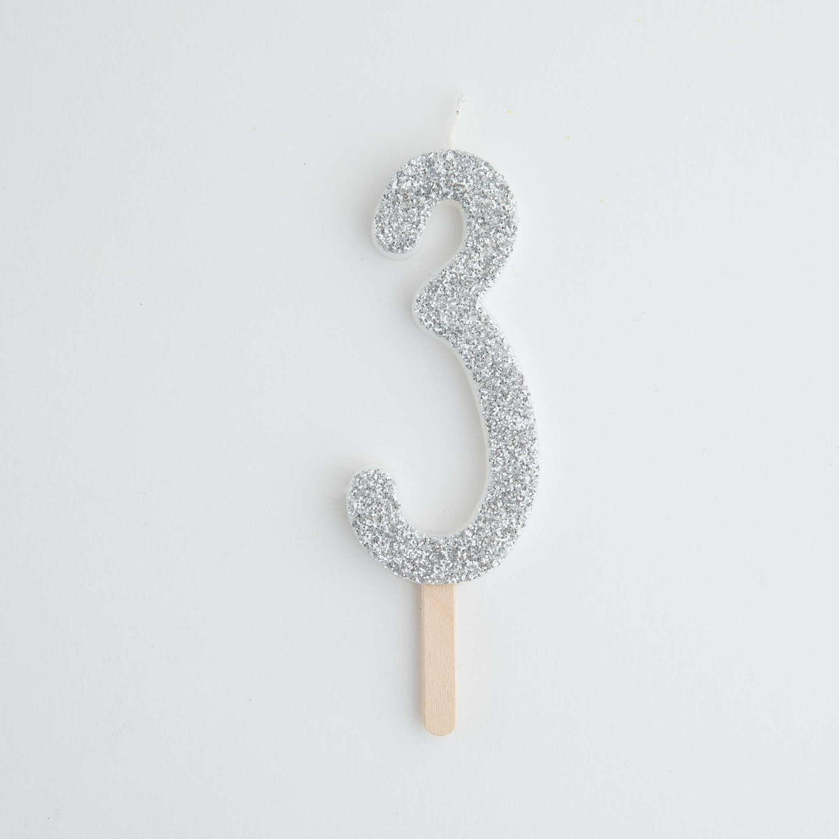 Zilveren Glitter Nummer Kaars 3