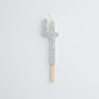 Silver Glitter Number Four Candle