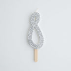 Zilveren Glitter Nummer Kaars 8