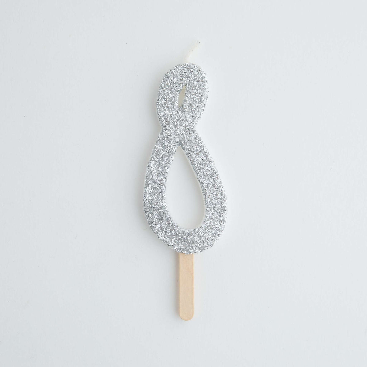 Zilveren Glitter Nummer Kaars 8