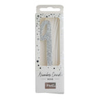 Silver Glitter Number Nine Candle