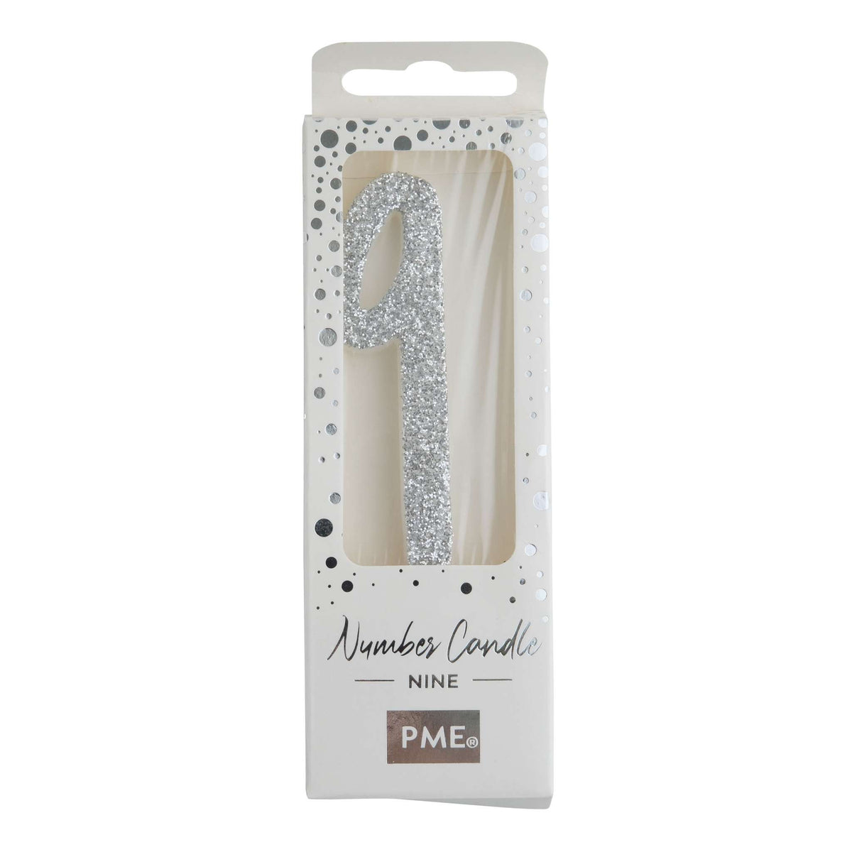 Zilveren Glitter Nummer Kaars 9