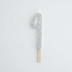 Silver Glitter Number Nine Candle