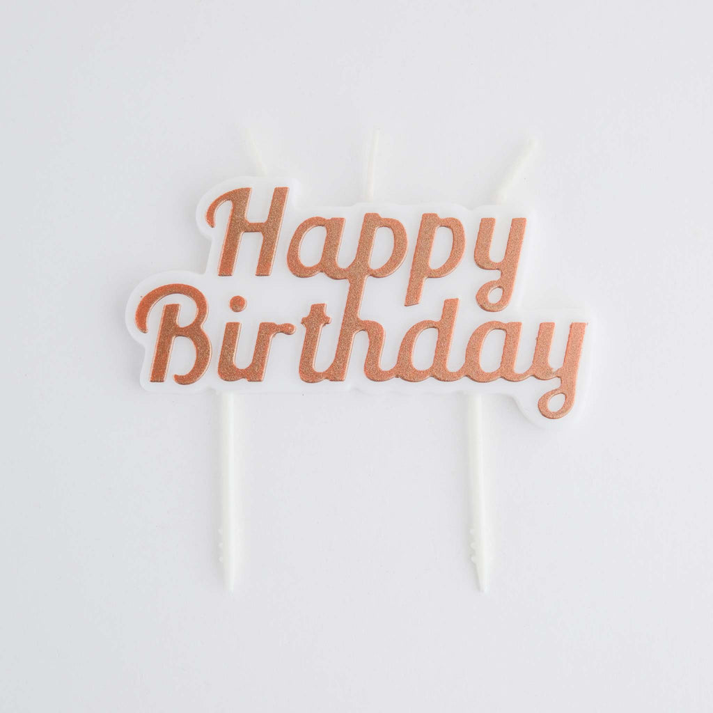 Kaars Topper - Happy Birthday Rosé Goud