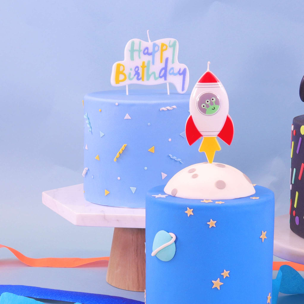 Adorno para Vela - Vela de Cumpleaños Pastel Azul