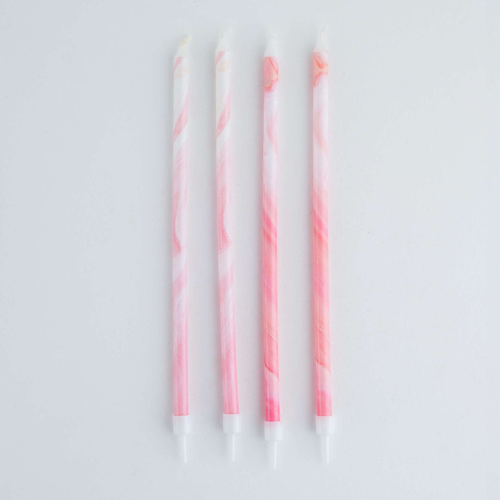 Pink Marble Tall Candles Set Of 6