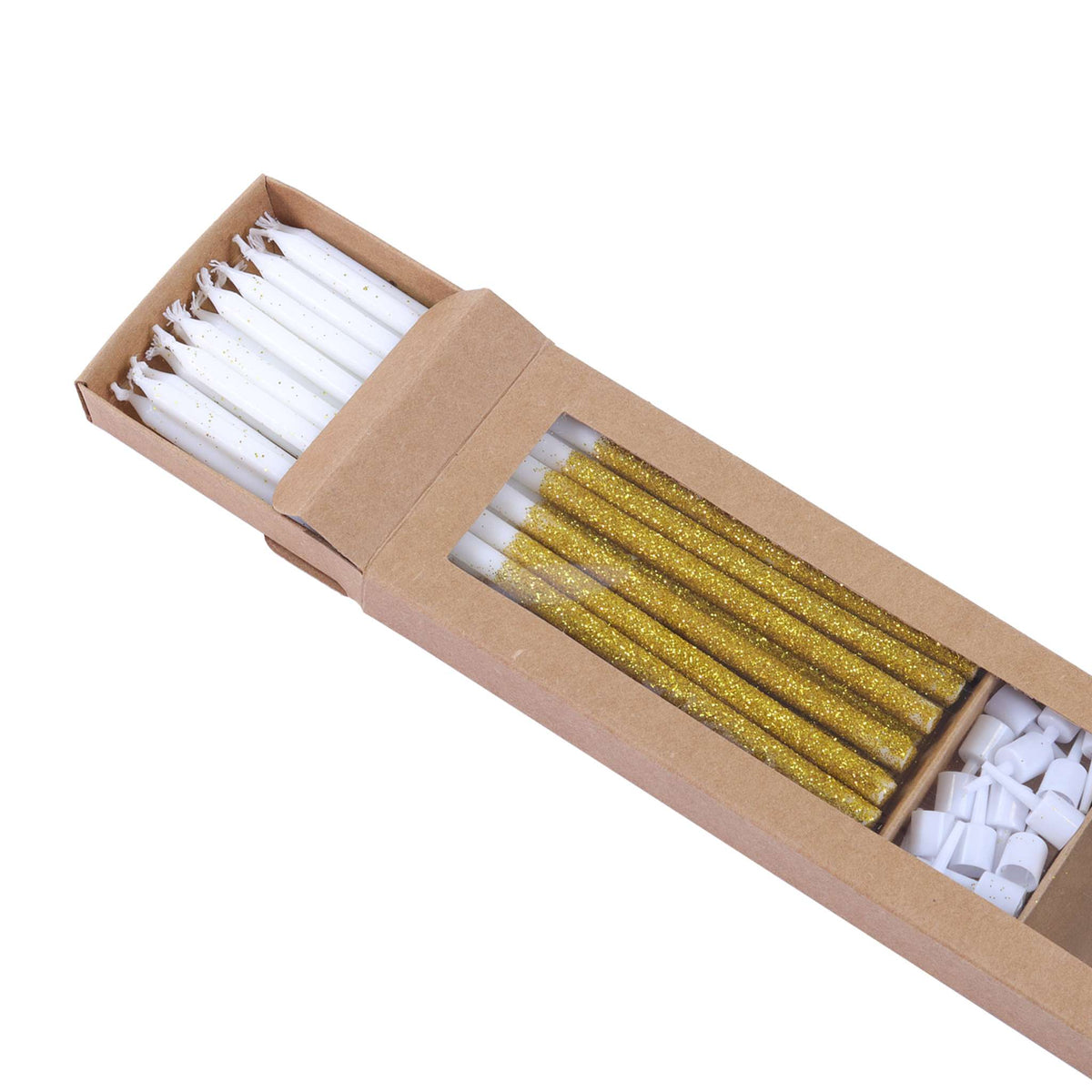 Gold Glitter Tall Candles Set Of 16