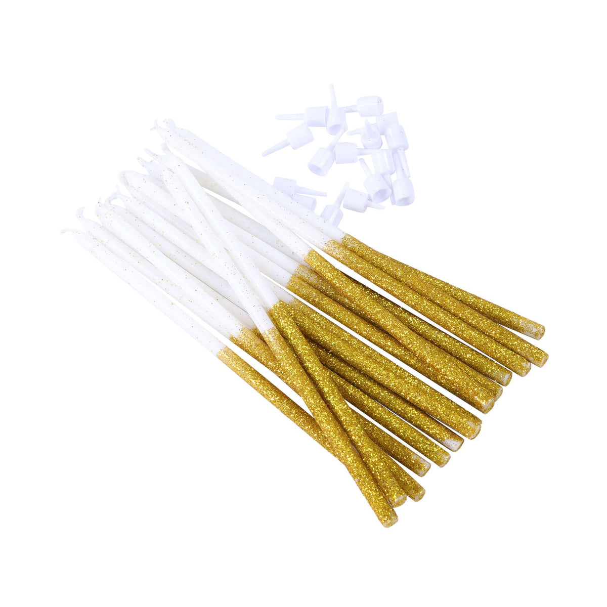 Gold Glitter Tall Candles Set Of 16