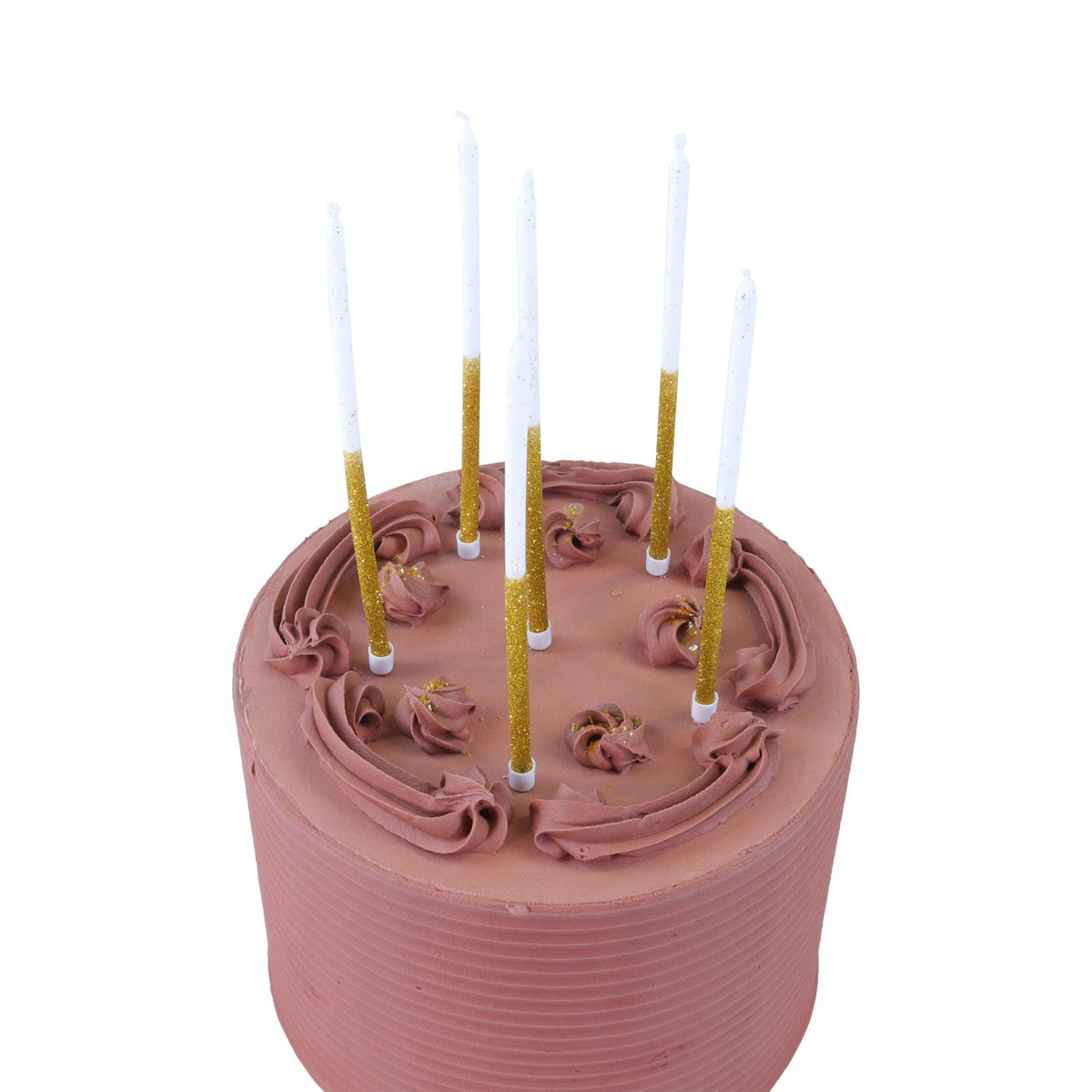 Gold Glitter Tall Candles Set Of 16