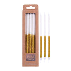 Gold Glitter Tall Candles Set Of 16