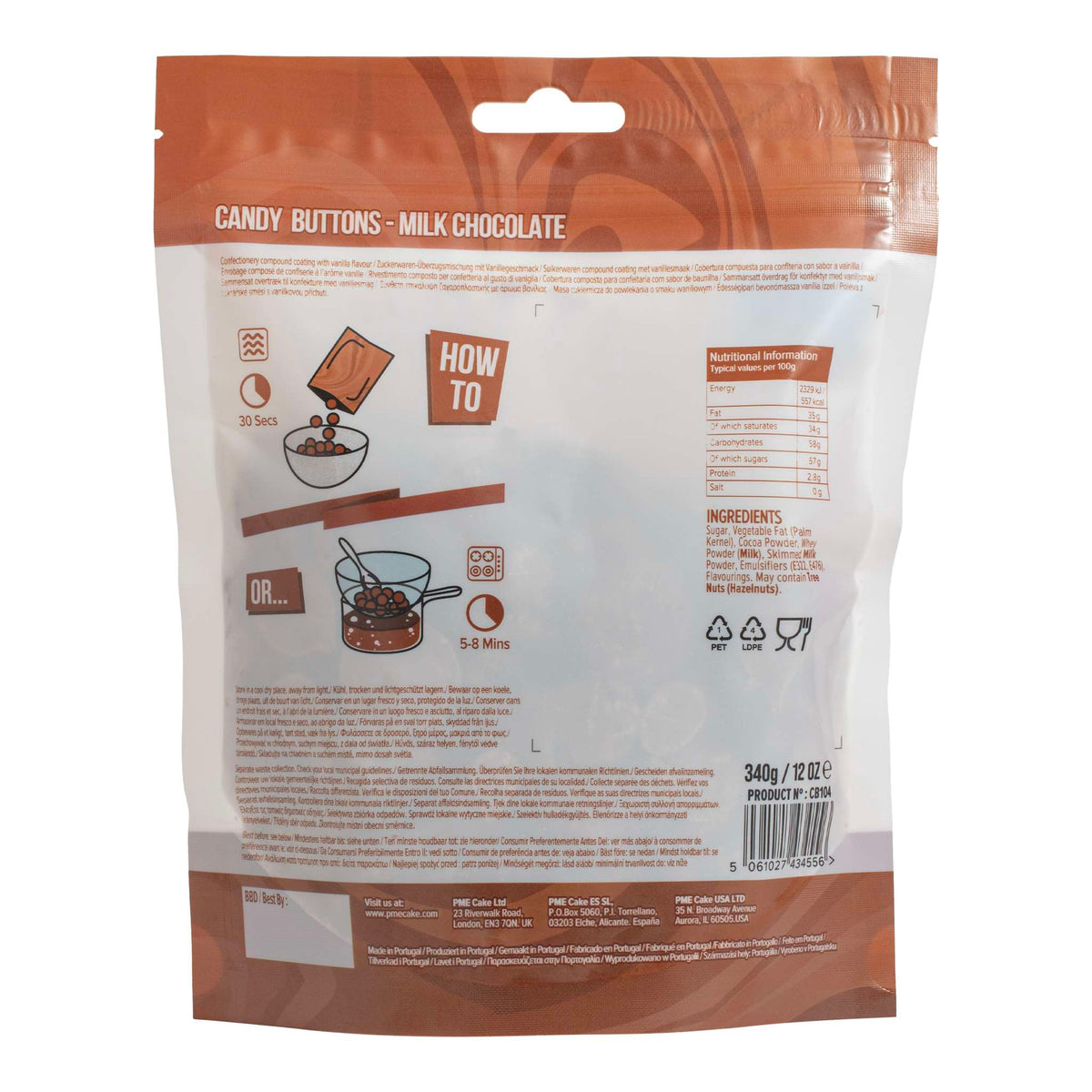 Milk Chocolate Brown Candy Buttons (340g / 12oz)