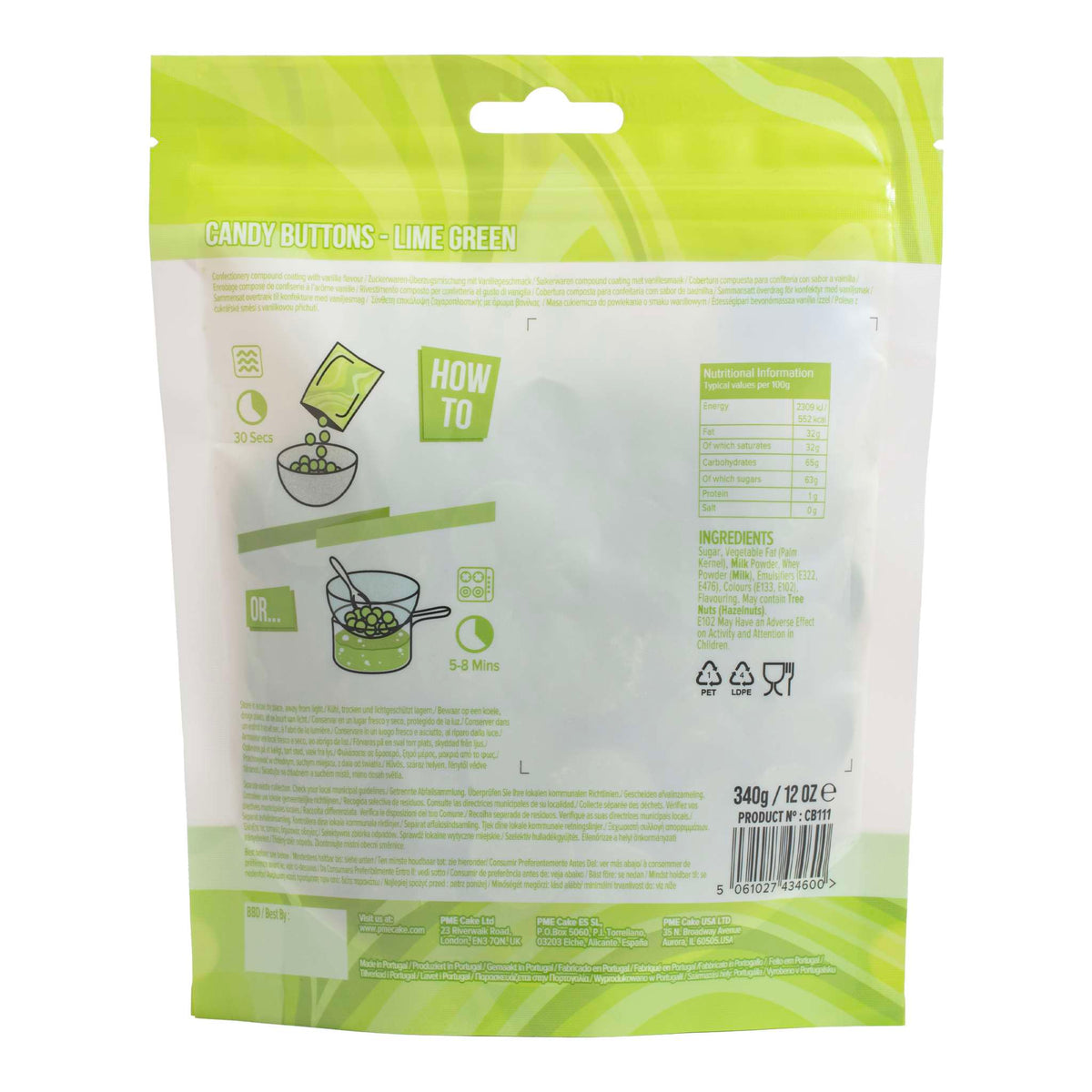 Lime Green Candy Buttons (340g / 12oz)