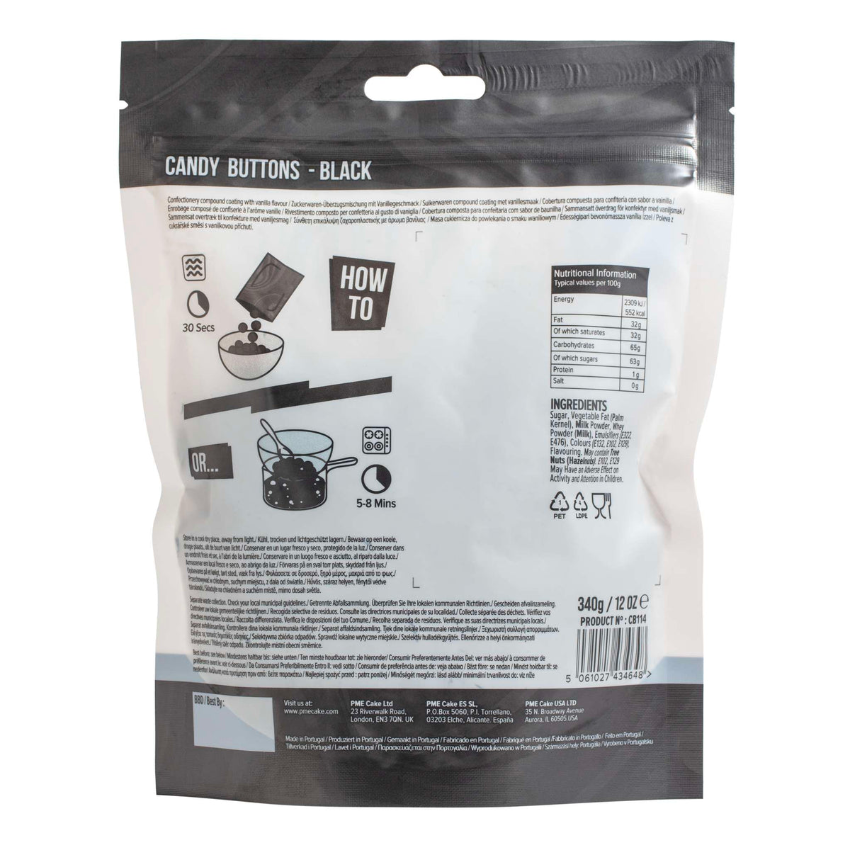 Black Candy Buttons (340g / 12oz)