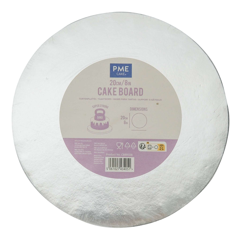 Plateaux à gâteau Ronds avec bordure lisse, Argentée (8" / 20cm)