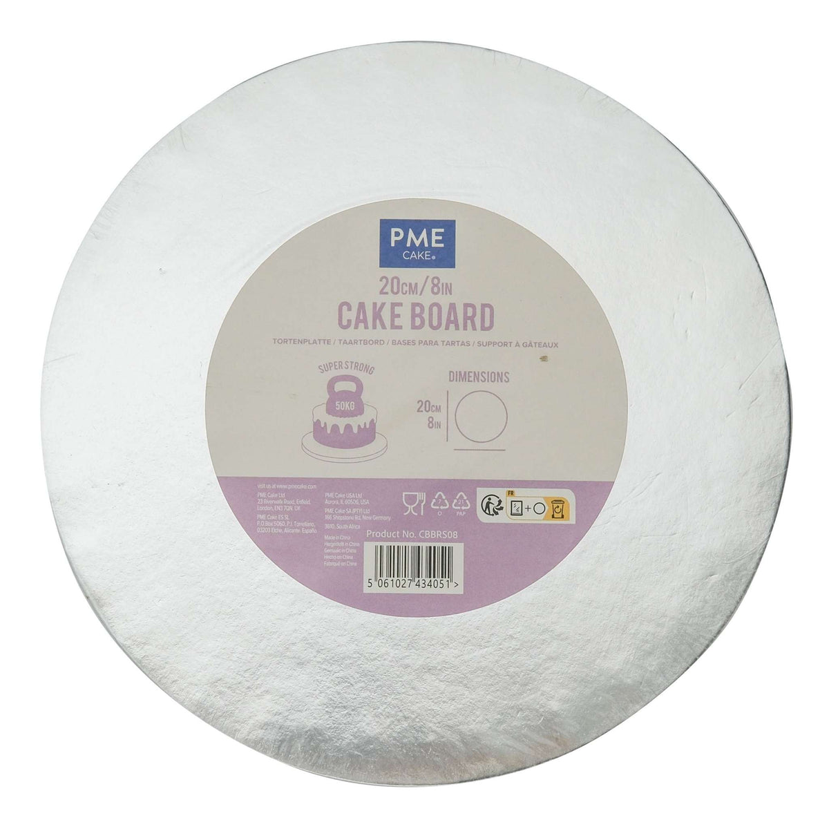 Round Banded Edge Silver Cake Board (20cm / 8in)