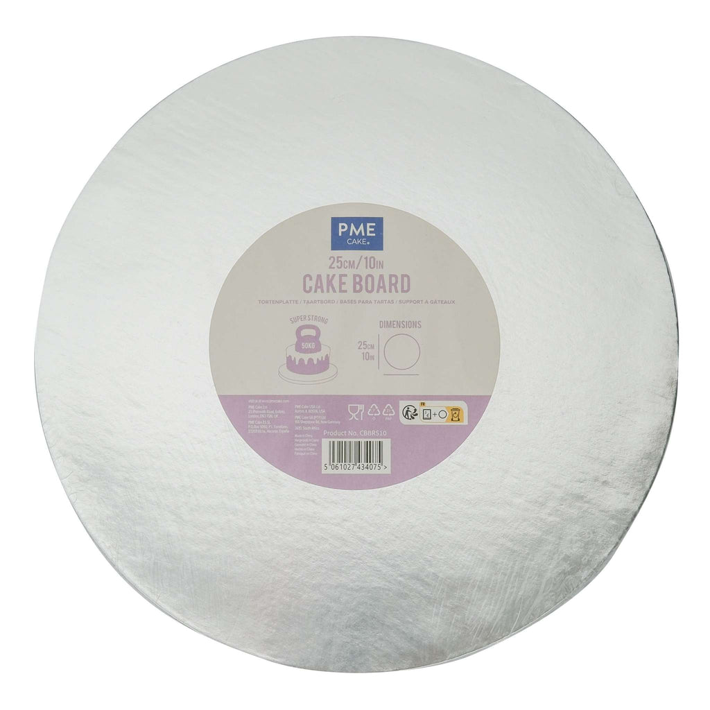 Runde Kuchenplatte mit Glatter Rand, Silber (10" / 25cm)