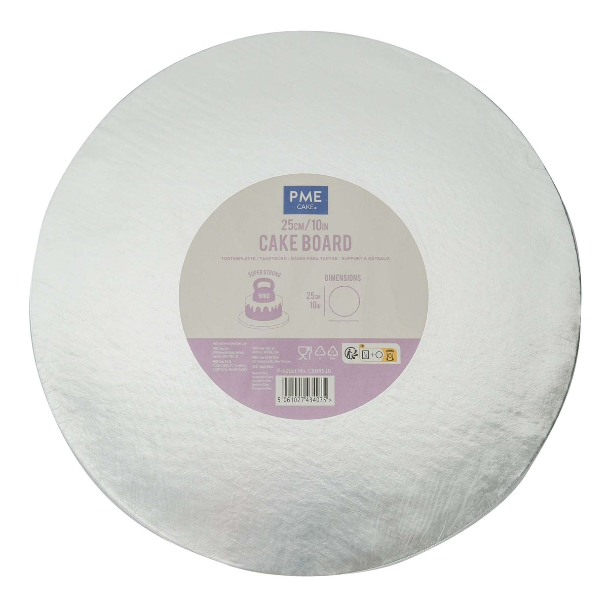 Round Banded Edge Silver Cake Board (25cm / 10in)