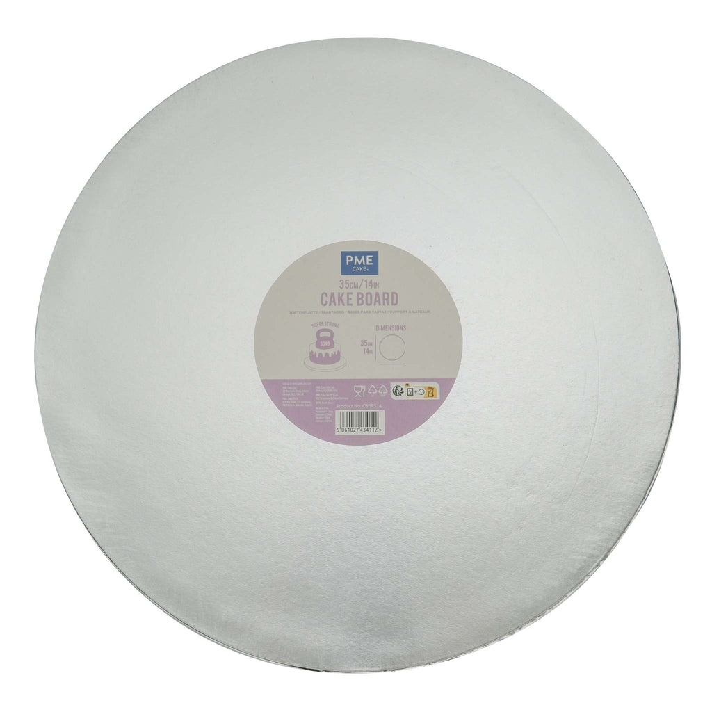 Plateaux à gâteau Ronds avec bordure lisse, Argentée (14" / 35cm)