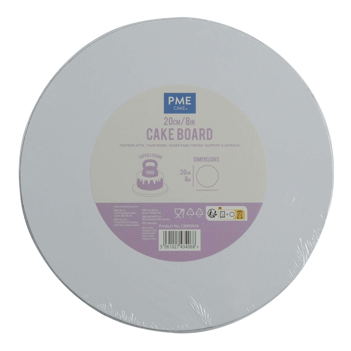 Round Banded Edge White Cake Board (20cm / 8in)