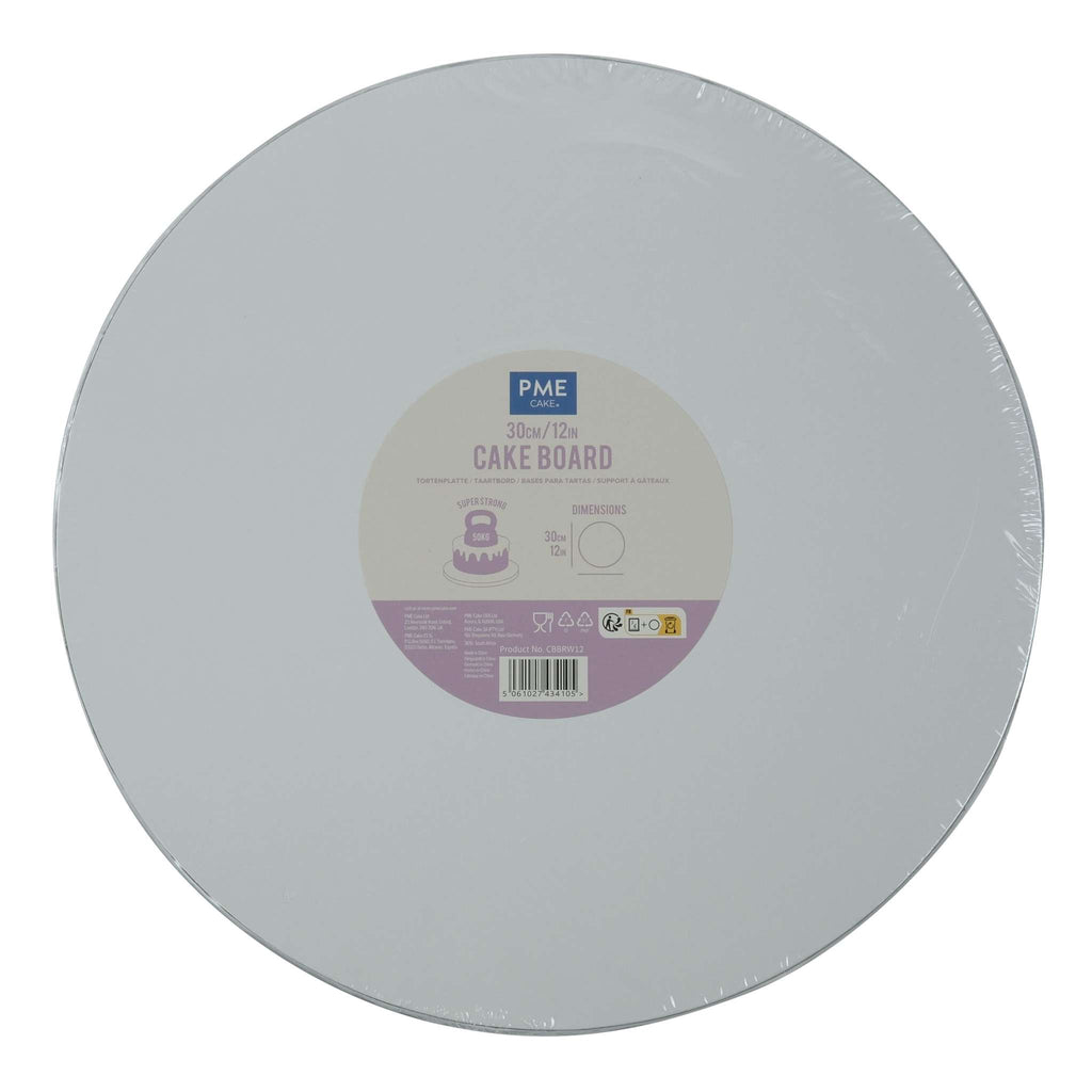 Plateaux à gâteau Ronds avec bordure lisse, Blanche (12" / 30cm)