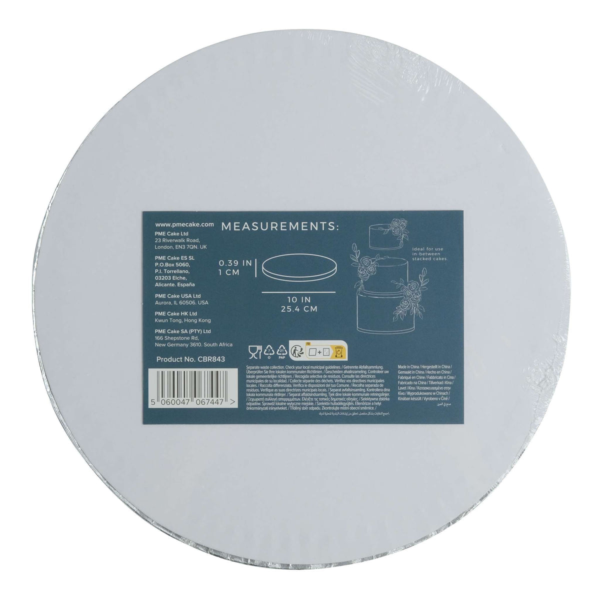 Cake Drum Redondo para Tarta de 25cm (10 Pulgadas), Grosor 11mm