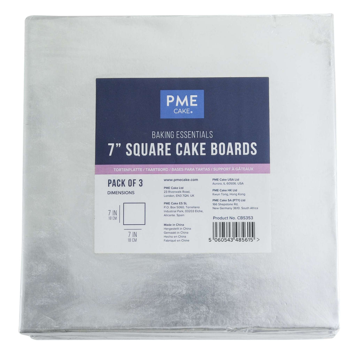 Value Square Cake Board (178mm / 7”), Set of 3