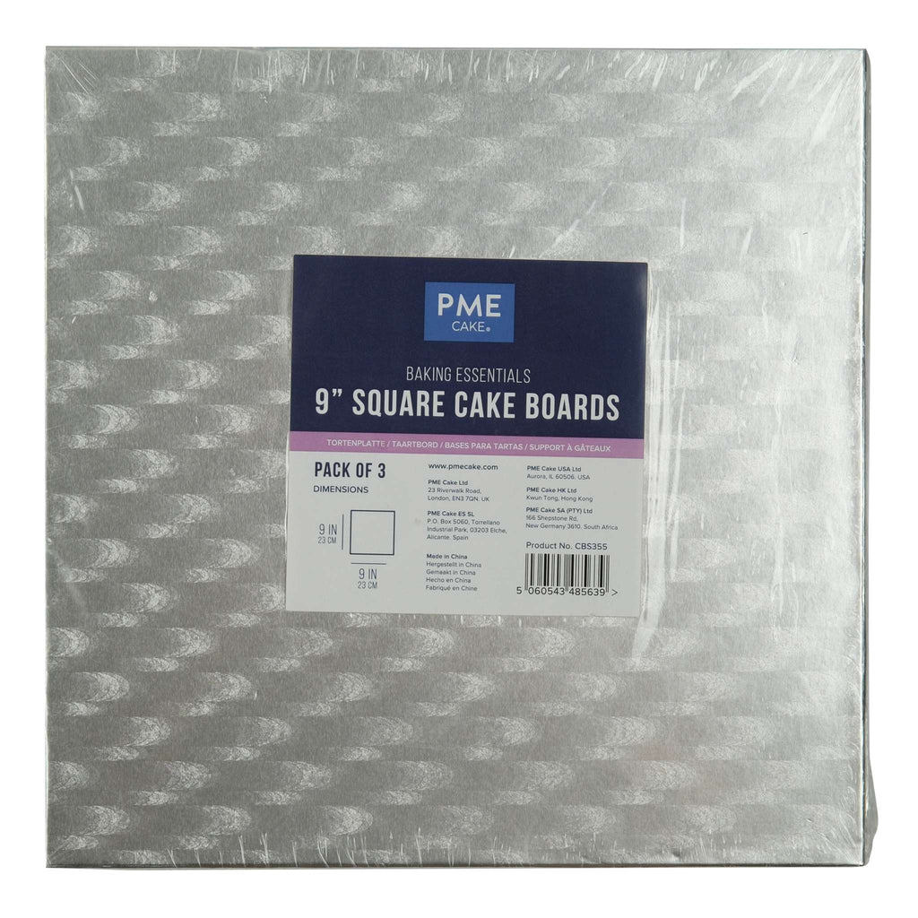 Value Square Cake Board (228mm / 9”), Set of 3