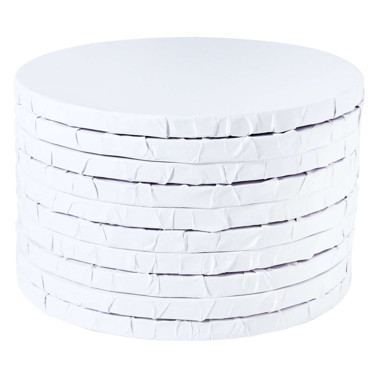 Round Wrapped Edge White Cake Boards - Pk/10 (20cm / 8in)