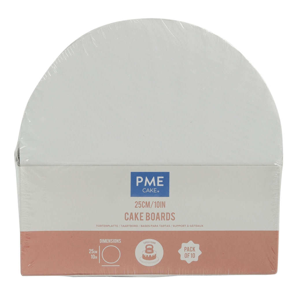 Round Wrapped Edge White Cake Boards - Pk/10 (25cm / 10in)