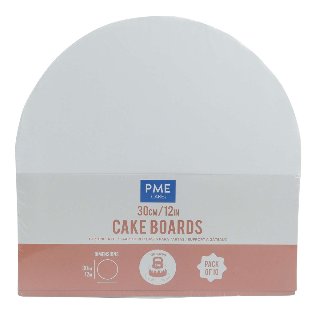 Round Wrapped Edge White Cake Boards - Pk/10 (30cm / 12in)