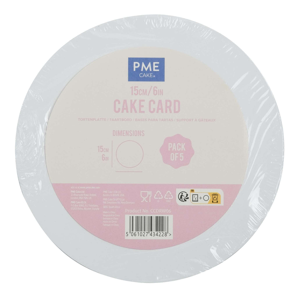 5er-set Runde Kuchenkarten, Weiß (6" / 15cm)