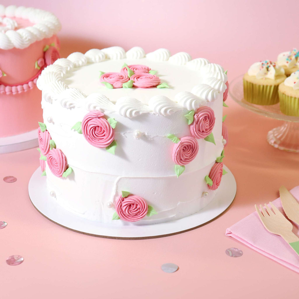 Round White Cake Cards Pk/5 (15cm / 6in)