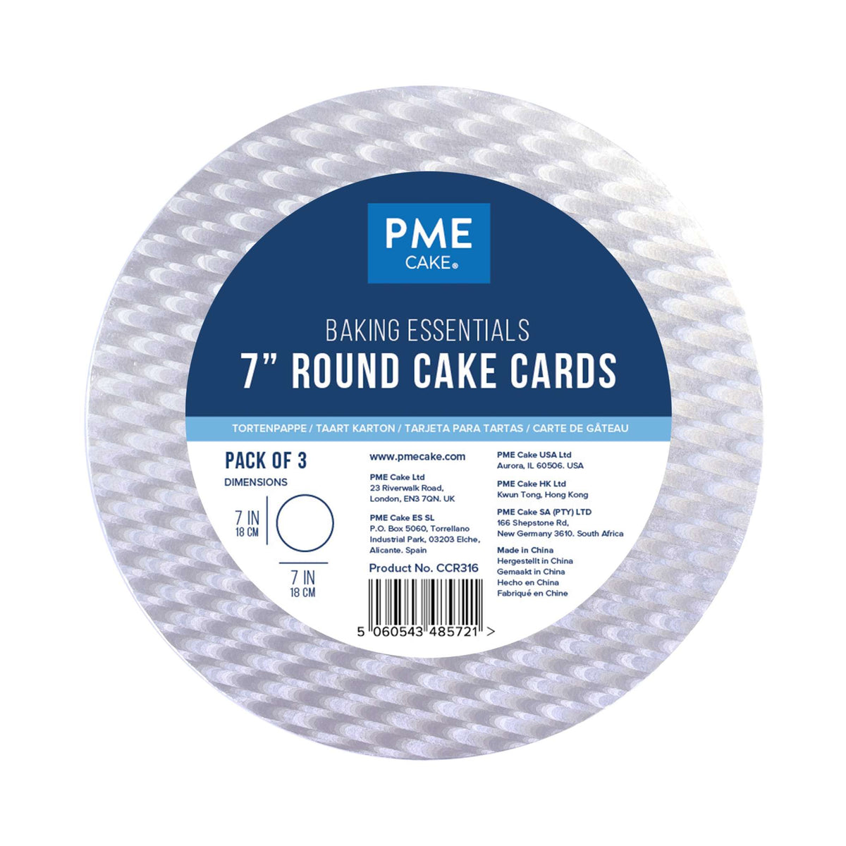 PME Baking Essentials 7” Round Cake Card (18cm / 7”), Pack of 3