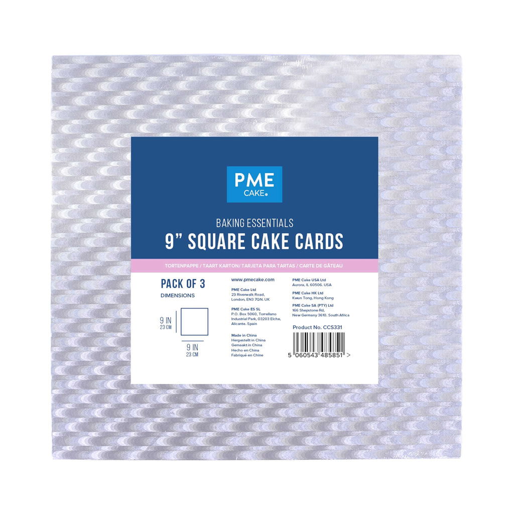 Cartón para Tartas Cuadradas Baking Essentials (228mm / 9"), Set de 3